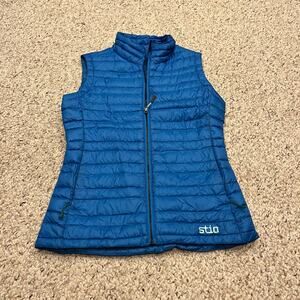 Stio Womens Pinion Down Vest Sz XS Puffer Blue Outdoor Gorpcore Hiking Trail